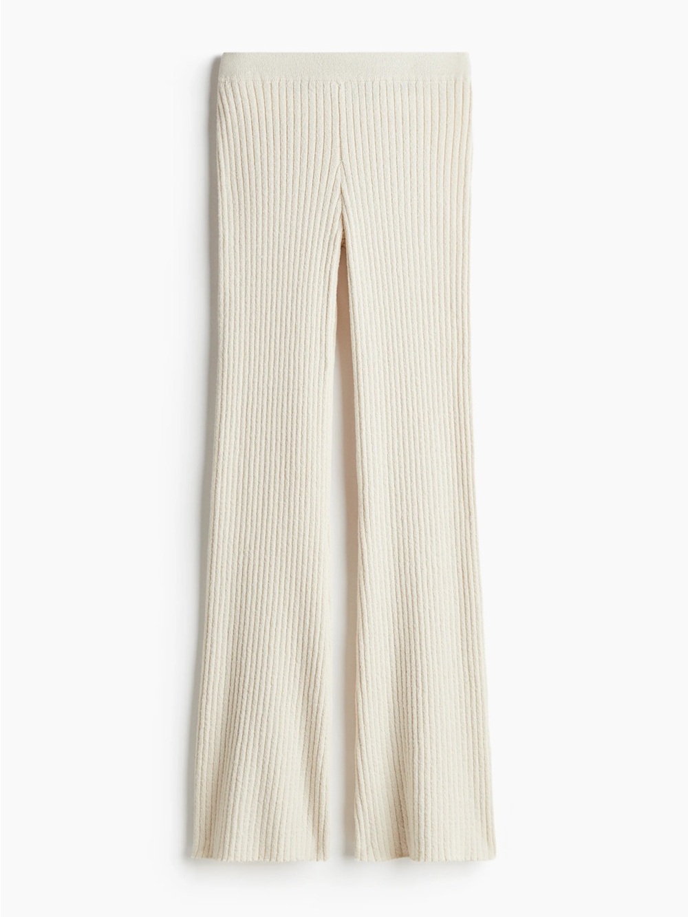 H&M Cream Ribbed Flare Knit Pants